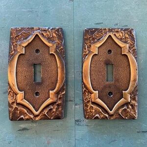 Vintage light switch covers Amerock Bronze carriage house Hardware SET 2